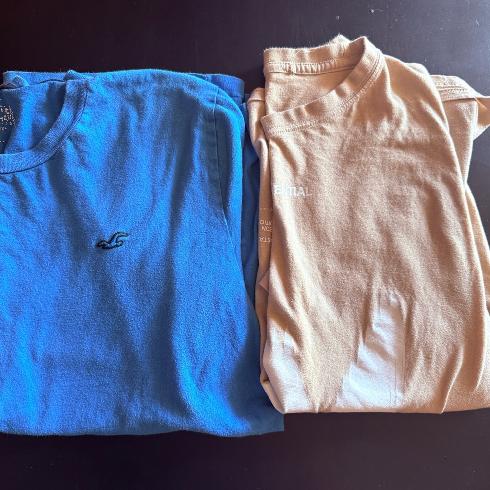 Hollister Blue and Tan Men Shirts
